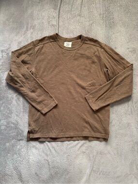 Buck Mason Men’s Size Medium Field-Spec Rugby Crew Neck Long Sleeve Brown